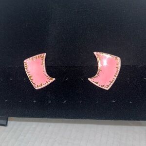 Glamours Vintage Pink with Gold Accent Geometric Clip On Earrings